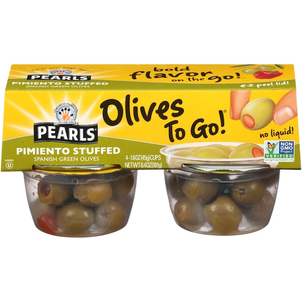 Perlas de aceitunas rellenas de pimiento en tazón de perlas de 6.4 oz, paquete de 6 - 8051315