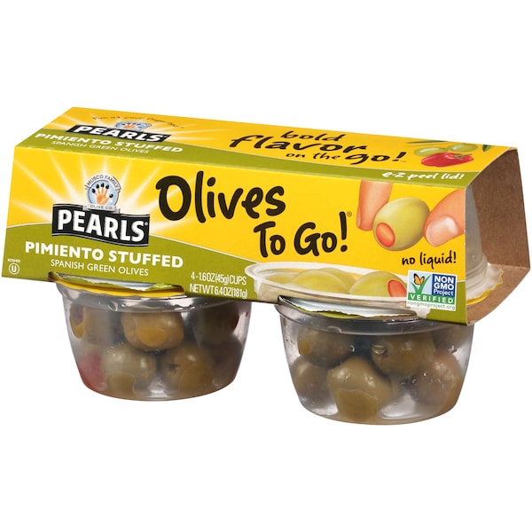 Perlas de aceitunas rellenas de pimiento en tazón de perlas de 6.4 oz, paquete de 6 - 8051315