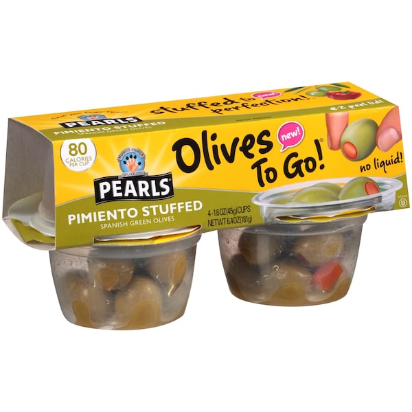 Perlas de aceitunas rellenas de pimiento en tazón de perlas de 6.4 oz, paquete de 6 - 8051315