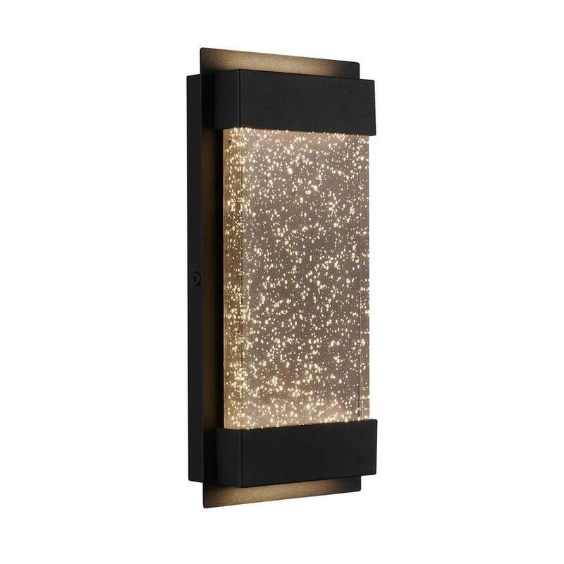 Caja de brillo Artika Essence en negro con vidrio Burbuja Moderno Integrado con LED para exteriores con cableado duro para garaje y luz de farol para porche - Aplique de lámpara GB390L-HDBL