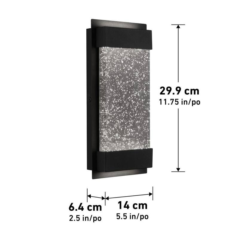 Caja de brillo Artika Essence en negro con vidrio Burbuja Moderno Integrado con LED para exteriores con cableado duro para garaje y luz de farol para porche - Aplique de lámpara GB390L-HDBL