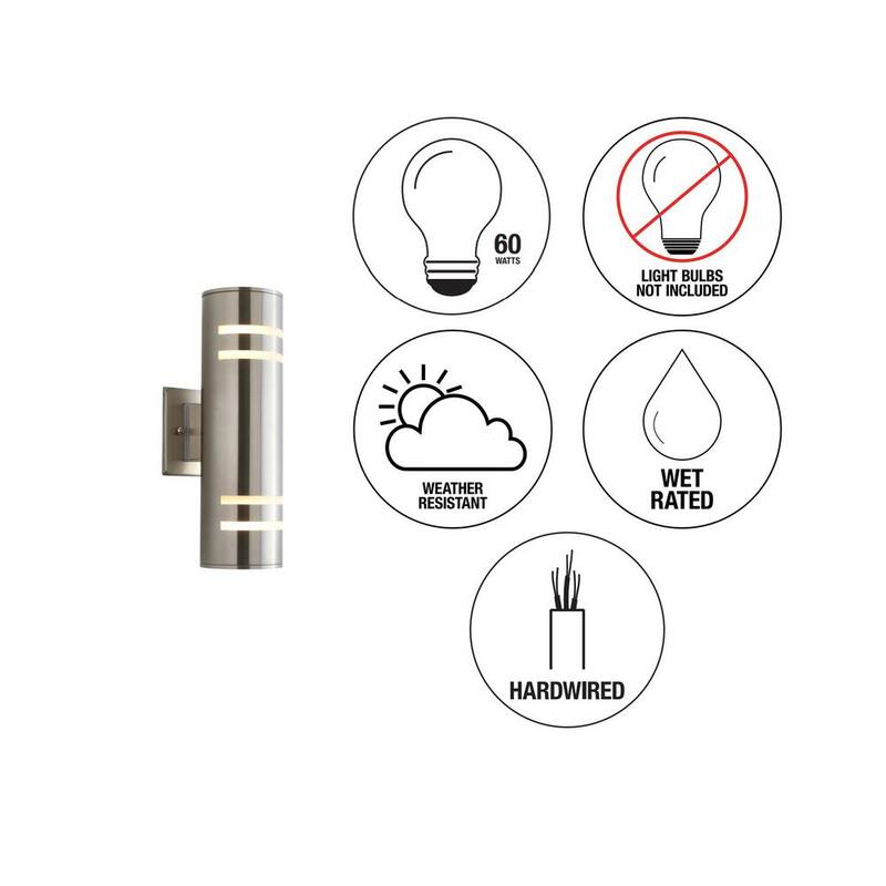 Artika V3 Stream Acero Inoxidable Moderna luz de garaje y porche al aire libre con cableado duro de Aplique de Cilindro - AMP74