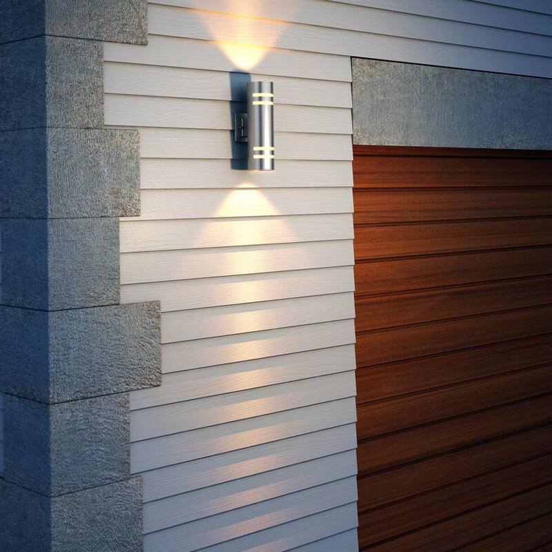 Artika V3 Stream Acero Inoxidable Moderna luz de garaje y porche al aire libre con cableado duro de Aplique de Cilindro - AMP74