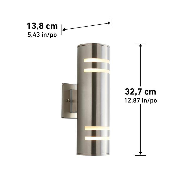 Artika V3 Stream Acero Inoxidable Moderna luz de garaje y porche al aire libre con cableado duro de Aplique de Cilindro - AMP74