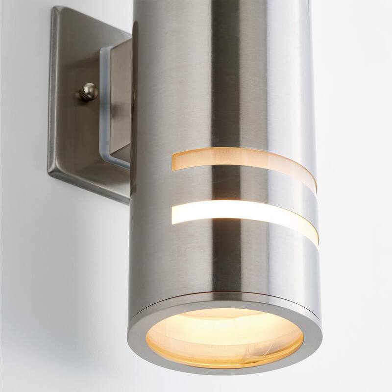 Artika V3 Stream Acero Inoxidable Moderna luz de garaje y porche al aire libre con cableado duro de Aplique de Cilindro - AMP74