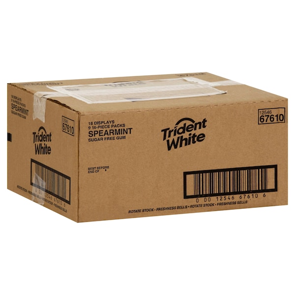 Trident Singles White Spearmint Gum 16 piezas, paquete de 162 - 67610