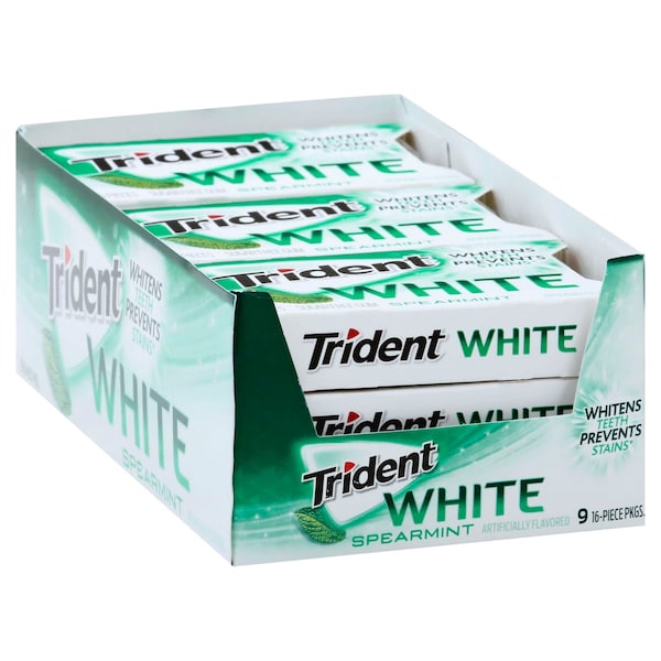 Trident Singles White Spearmint Gum 16 piezas, paquete de 162 - 67610