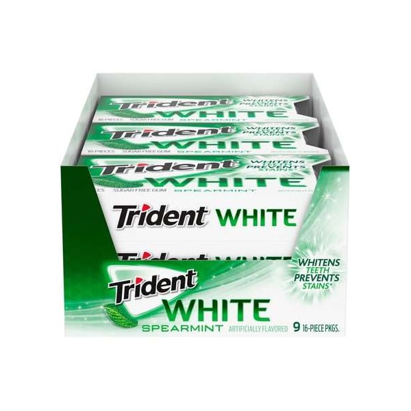 Trident Singles White Spearmint Gum 16 piezas, paquete de 162 - 67610