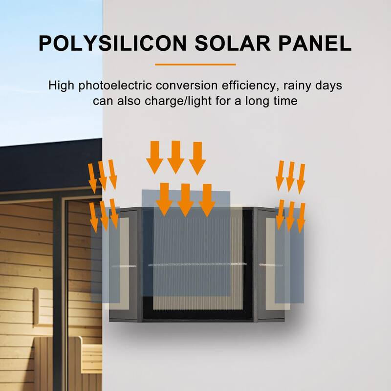 C Cattleya 3.75 pulgadas. Farol de pared exterior solar LED de amanecer a anochecer en negro con direcciones de luz ajustables (paquete de 2) - HCA2491-2W