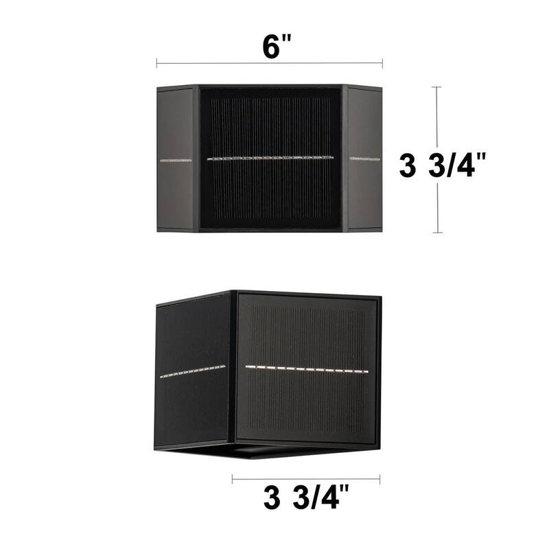 C Cattleya 3.75 pulgadas. Farol de pared exterior solar LED de amanecer a anochecer en negro con direcciones de luz ajustables (paquete de 2) - HCA2491-2W