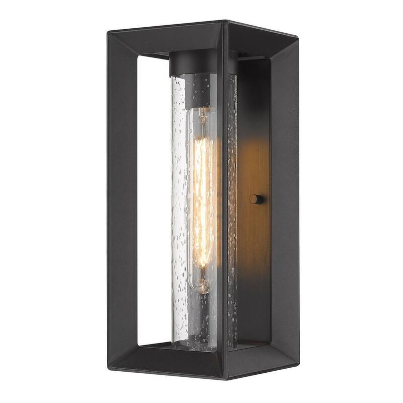 Luminario de pared para exteriores con LED en vidrio esmerilado negro natural y recubierto con UV - Golden Lighting Smyth - 2073-OWM NB-SD