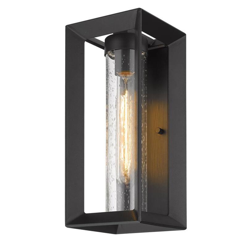 Luminario de pared para exteriores con LED en vidrio esmerilado negro natural y recubierto con UV - Golden Lighting Smyth - 2073-OWM NB-SD