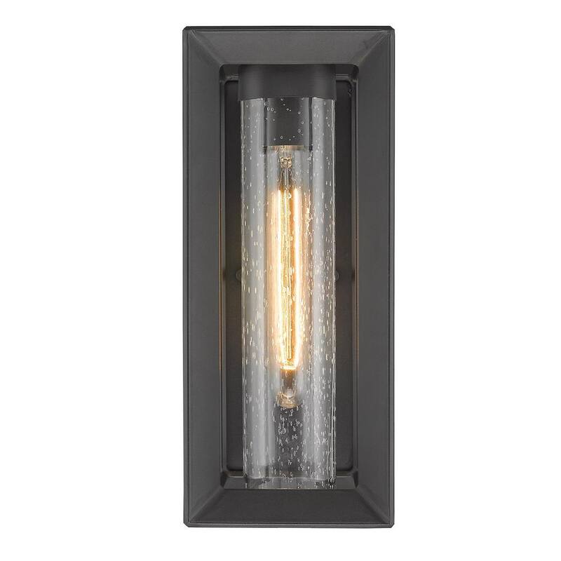 Luminario de pared para exteriores con LED en vidrio esmerilado negro natural y recubierto con UV - Golden Lighting Smyth - 2073-OWM NB-SD