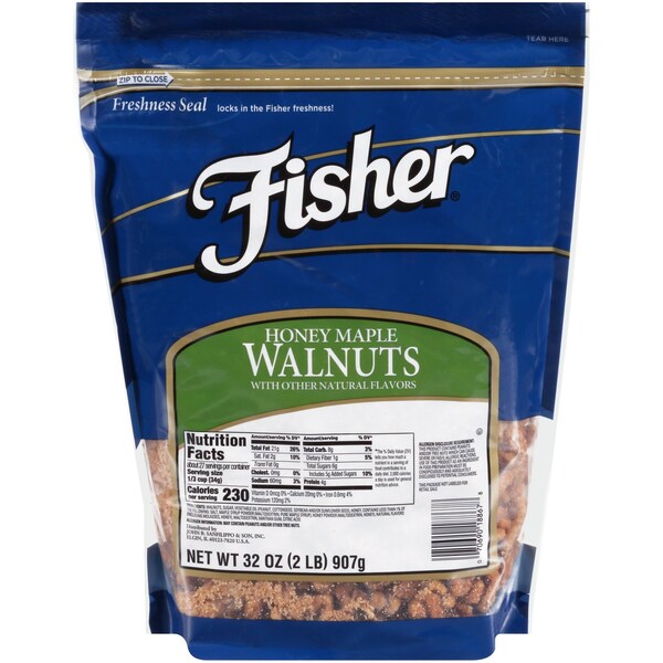 Fisher Fisher Nueces mitades y trozos de nueces en miel, arce y nuez 32 oz., paquete de 3 - 18867