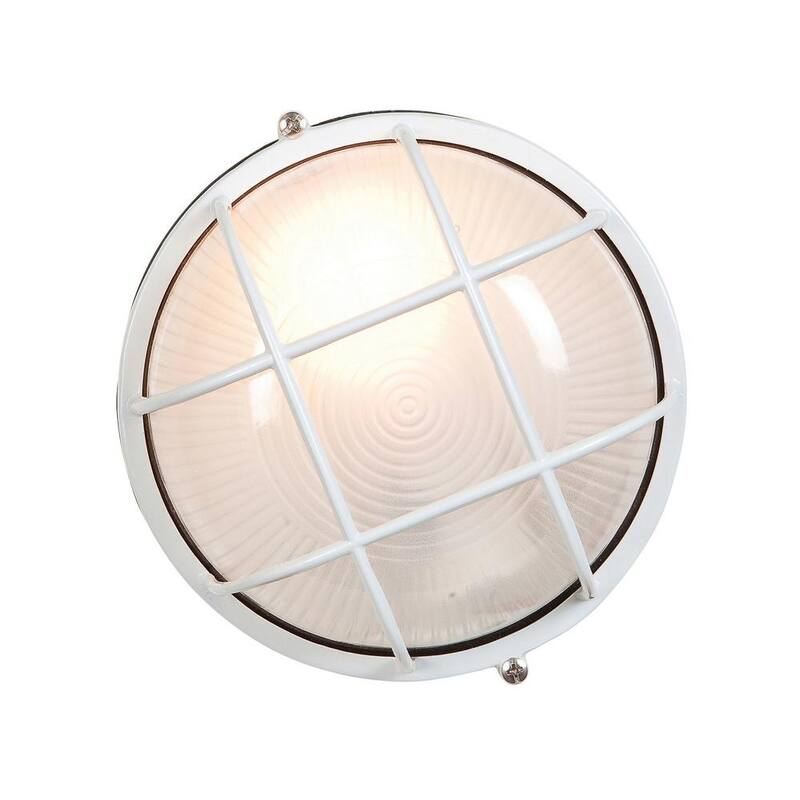 Iluminación de acceso Nauticus 1-Luz Blanco Lámpara de Pared Exterior con Vidrio Esmerilado - 20294-WH/FST