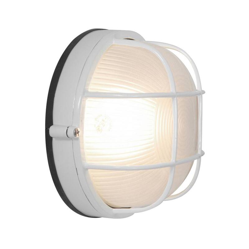 Iluminación de acceso Nauticus 1-Luz Blanco Lámpara de Pared Exterior con Vidrio Esmerilado - 20294-WH/FST