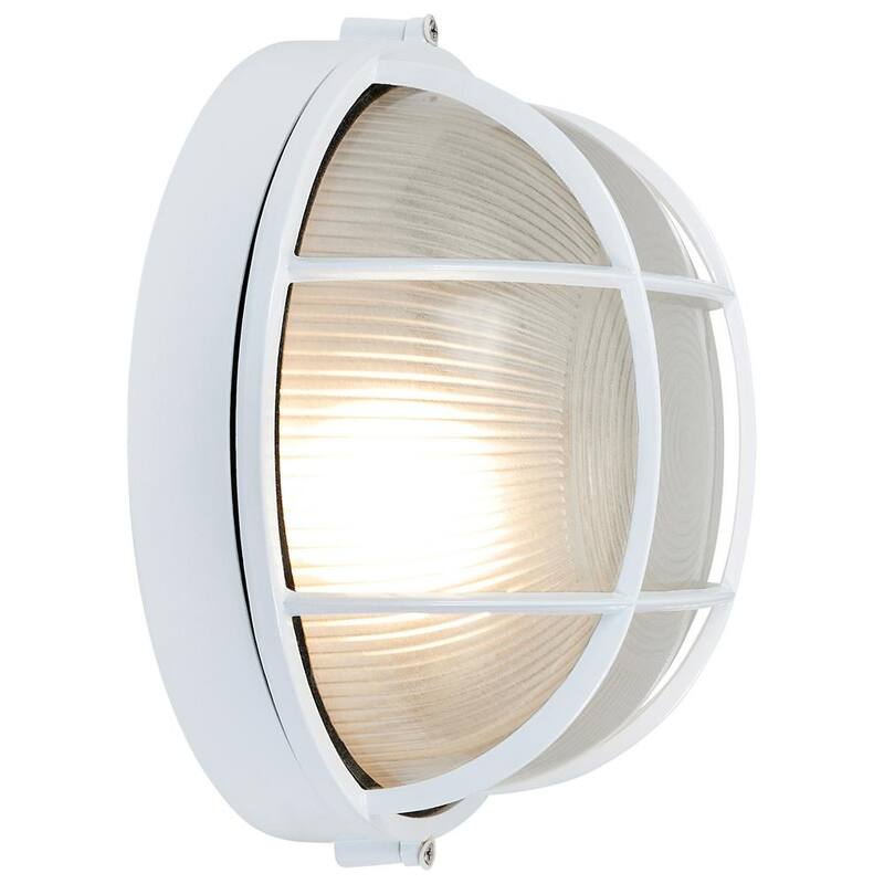 Iluminación de acceso Nauticus 1-Luz Blanco Lámpara de Pared Exterior con Vidrio Esmerilado - 20294-WH/FST