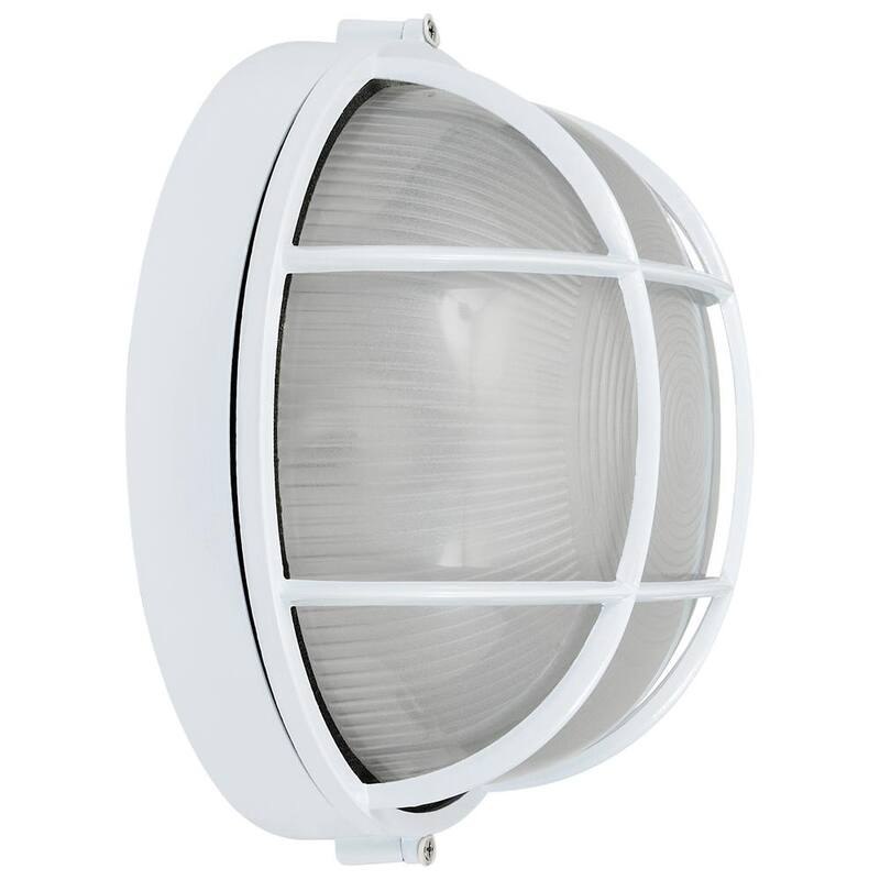 Iluminación de acceso Nauticus 1-Luz Blanco Lámpara de Pared Exterior con Vidrio Esmerilado - 20294-WH/FST