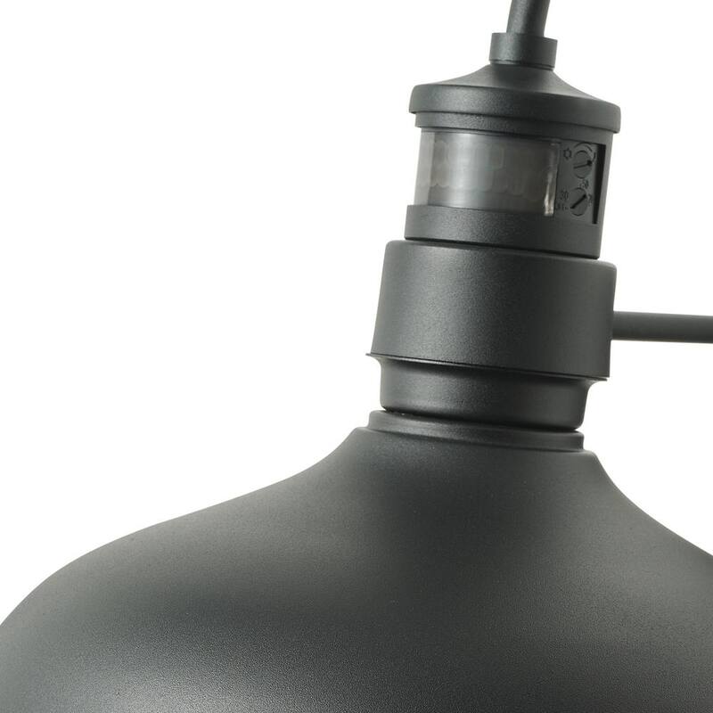Luz de pared exterior con sensor de movimiento, diseño de cuello de ganso en color negro, al amanecer y al anochecer, 1 luz de 13.8 pulgadas - HSMD2215-DN-L-BK-G