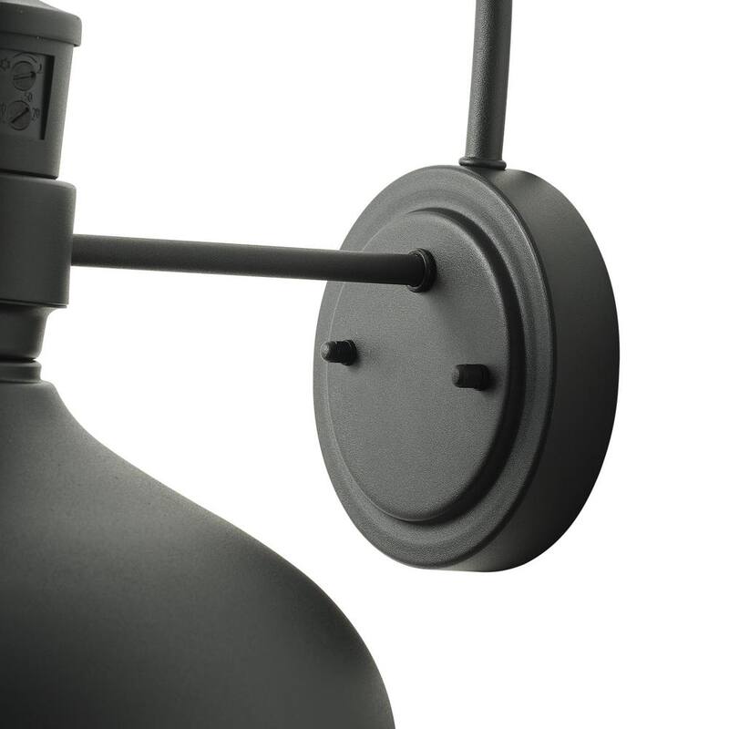 Luz de pared exterior con sensor de movimiento, diseño de cuello de ganso en color negro, al amanecer y al anochecer, 1 luz de 13.8 pulgadas - HSMD2215-DN-L-BK-G