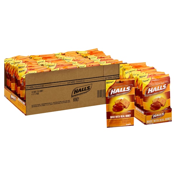 Pastillas para la tos de miel Halls Halls, 30 piezas, paquete de 48 - 00161