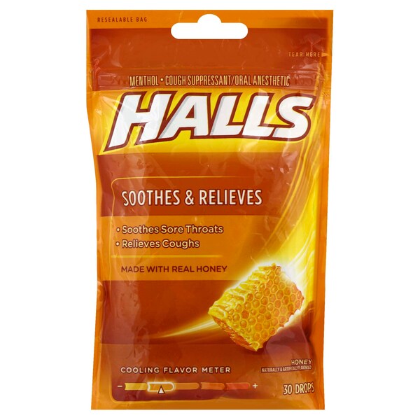 Pastillas para la tos de miel Halls Halls, 30 piezas, paquete de 48 - 00161