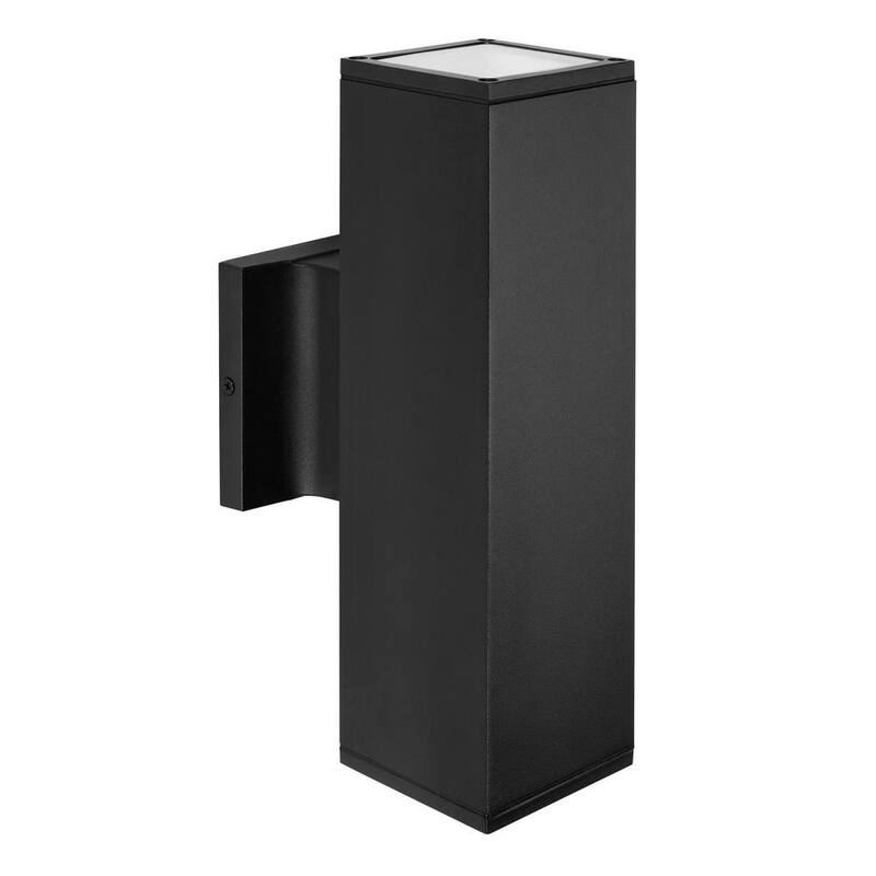 Luz de pared LED exterior negra con sensor crepuscular rectangular Maxxima, aplique de pared linterna hacia arriba/abajo, 24 vatios, 2000 lúmenes 3000K - MEL-241200W