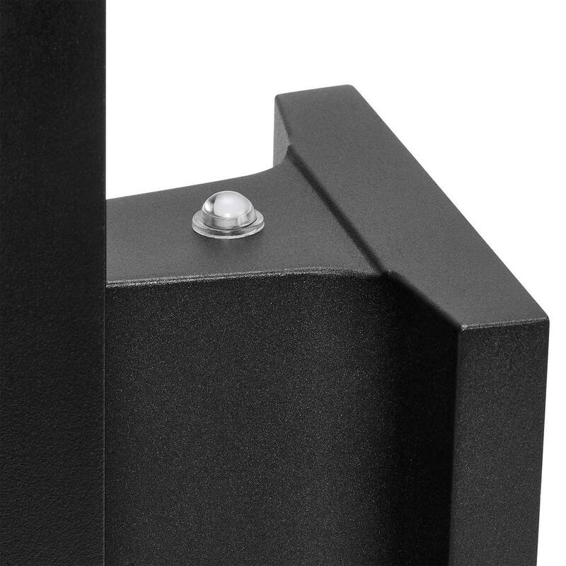 Luz de pared LED exterior negra con sensor crepuscular rectangular Maxxima, aplique de pared linterna hacia arriba/abajo, 24 vatios, 2000 lúmenes 3000K - MEL-241200W