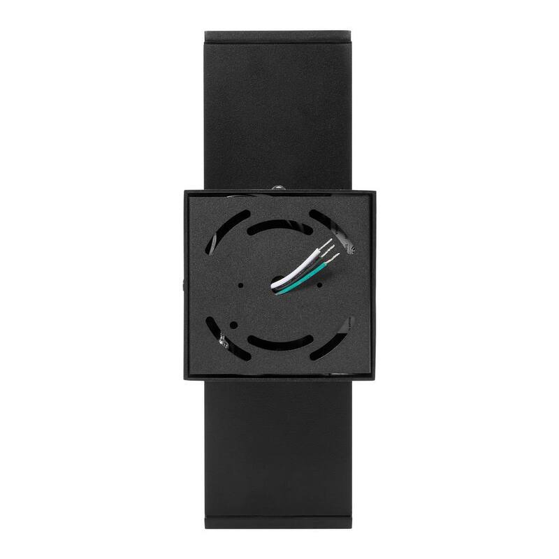 Luz de pared LED exterior negra con sensor crepuscular rectangular Maxxima, aplique de pared linterna hacia arriba/abajo, 24 vatios, 2000 lúmenes 3000K - MEL-241200W