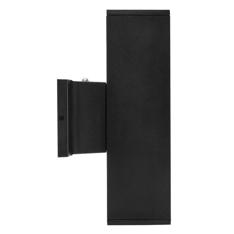 Luz de pared LED exterior negra con sensor crepuscular rectangular Maxxima, aplique de pared linterna hacia arriba/abajo, 24 vatios, 2000 lúmenes 3000K - MEL-241200W