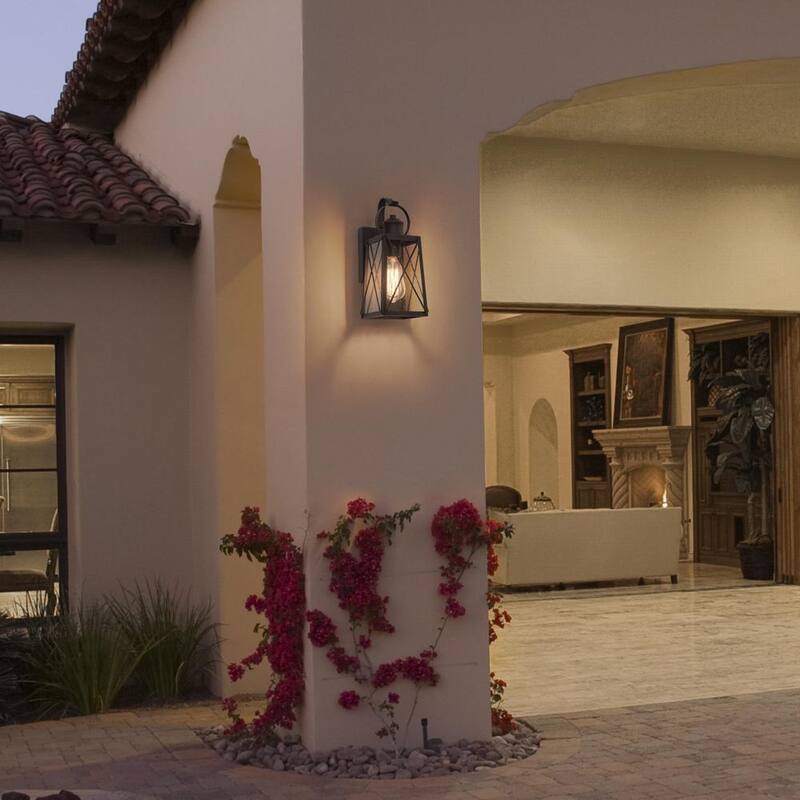 Lámpara de pared exterior LNC Craftsman Modern Farmhouse Rust Bronze de 1 luz con pantalla de vidrio sembrado para patio - 3YZQQMHD1151RX7