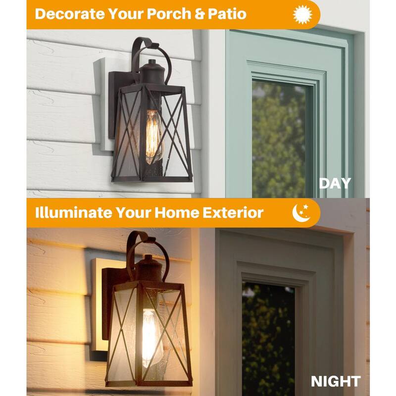 Lámpara de pared exterior LNC Craftsman Modern Farmhouse Rust Bronze de 1 luz con pantalla de vidrio sembrado para patio - 3YZQQMHD1151RX7