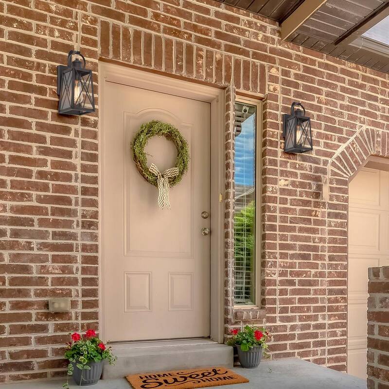 Lámpara de pared exterior LNC Craftsman Modern Farmhouse Rust Bronze de 1 luz con pantalla de vidrio sembrado para patio - 3YZQQMHD1151RX7