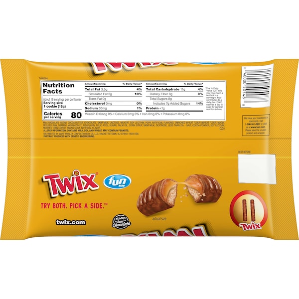 Twix Twix Caramelo Tamaño Divertido 10.83 oz., paquete de 20 - 323205