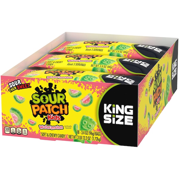 Caramelo suave de sandía sin grasa Sour Patch, bolsas de 3.4 oz, paquete de 144 - 203
