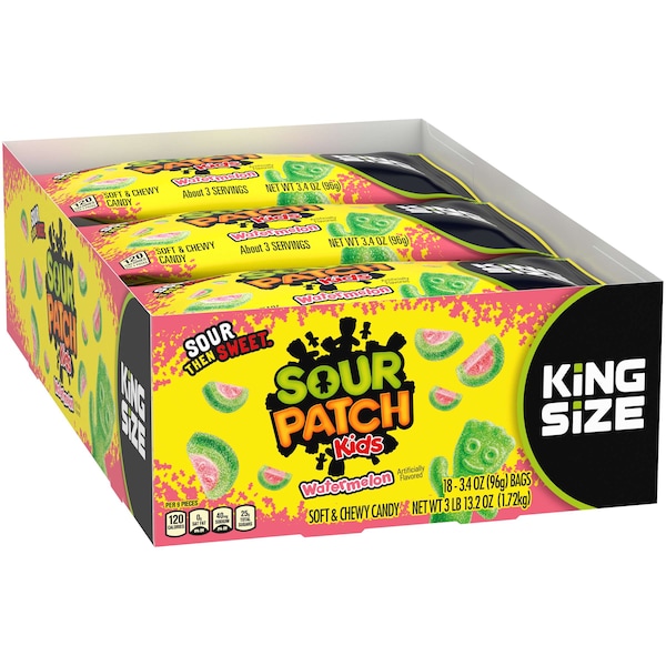 Caramelo suave de sandía sin grasa Sour Patch, bolsas de 3.4 oz, paquete de 144 - 203