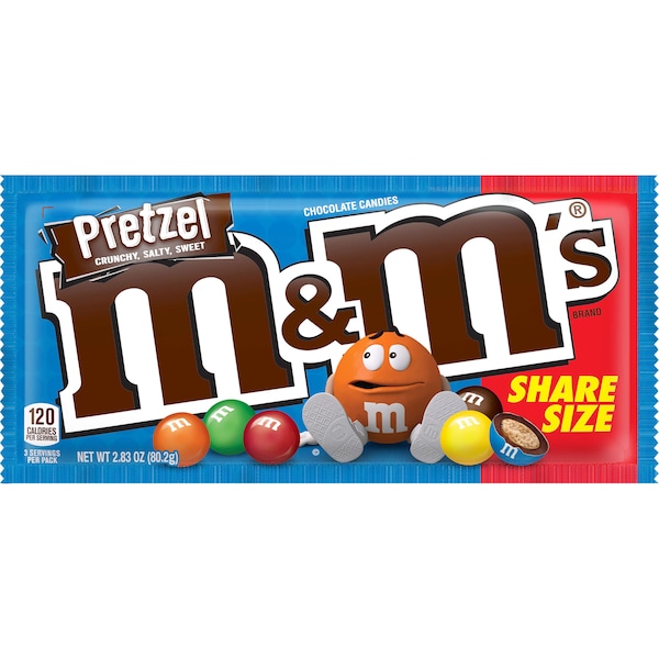 M&Ms M&M's Pretzel de chocolate con leche tamaño para compartir de 2.83 oz., Paquete de 144 - 263132
