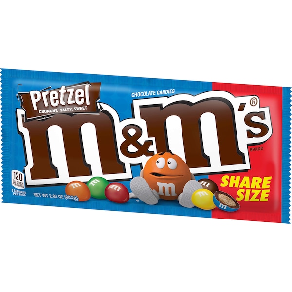 M&Ms M&M's Pretzel de chocolate con leche tamaño para compartir de 2.83 oz., Paquete de 144 - 263132