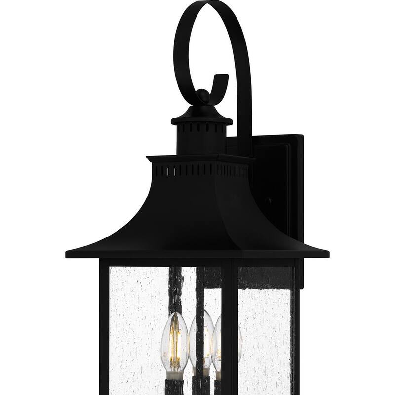 Lámpara de pared para exteriores Hampton Bay Edgehill de 3 luces en negro mate con vidrio transparente sembrado - DSHD1604C