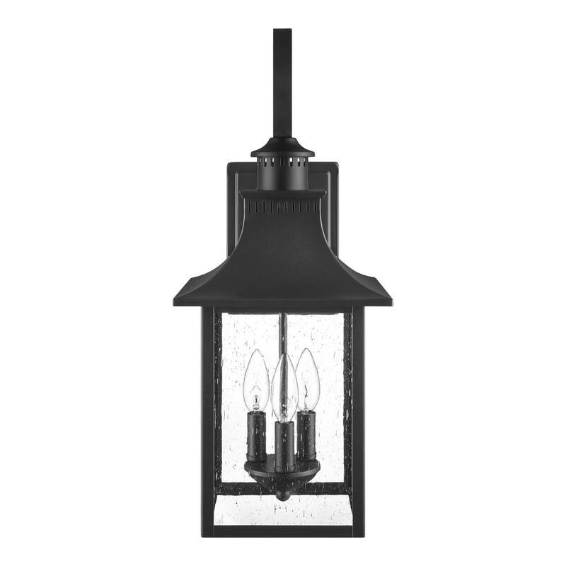 Lámpara de pared para exteriores Hampton Bay Edgehill de 3 luces en negro mate con vidrio transparente sembrado - DSHD1604C