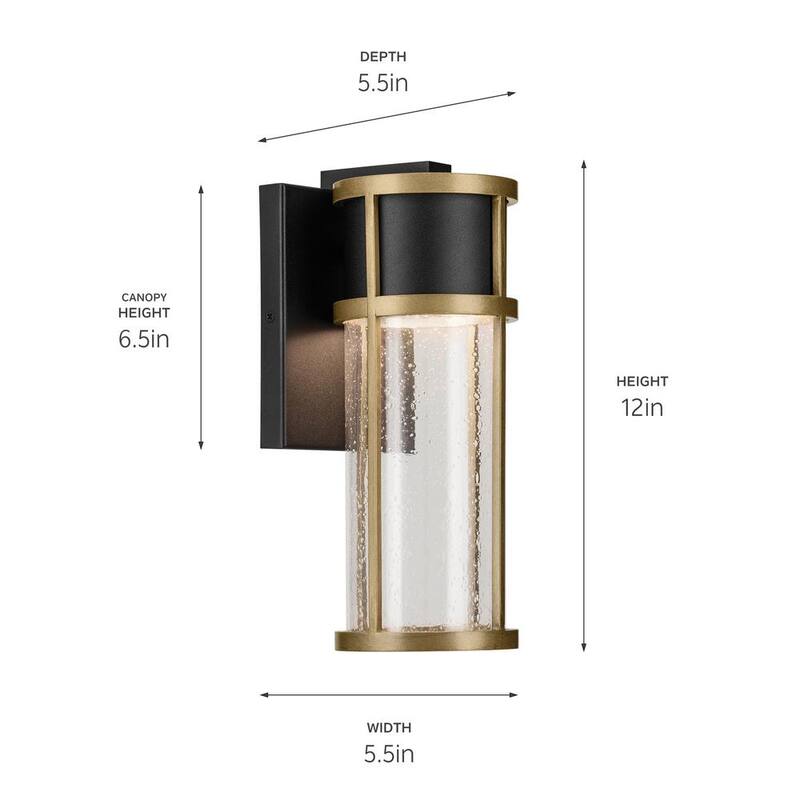 KICHLER Camillo 12 in. 1-Light Textured Black and Brass Modern Outdoor Hardwired Wall Lantern Sconce with Integrated LED - 59139BKT

KICHLER Camillo 12 pulgadas 1 Luz Linterna de Pared para Exterior con Cableado Duro en Texturizado Negro y Latón Moderna con LED Integrado - 59139BKT
