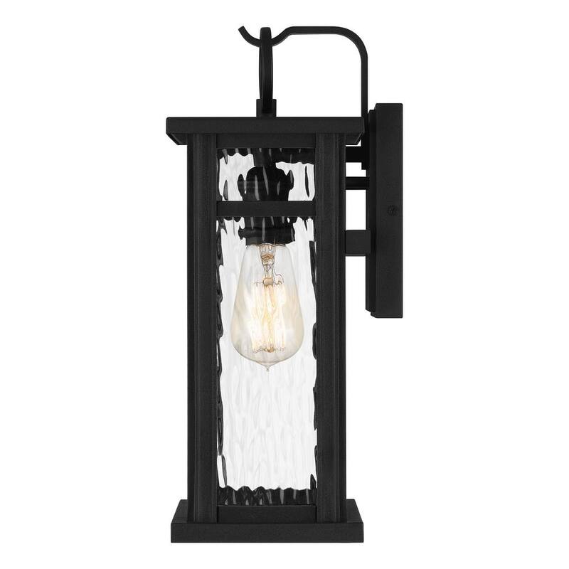 Lámpara de pared para exteriores Quoizel Moira de 7.75 pulgadas con 1 luz en negro tierra y cristal de agua transparente - MOI8408EK