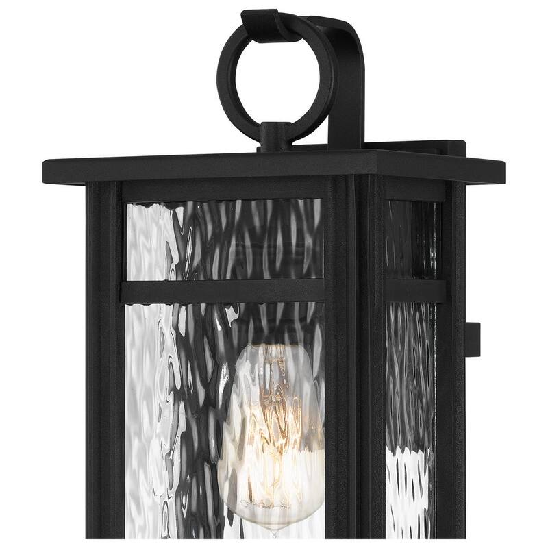 Lámpara de pared para exteriores Quoizel Moira de 7.75 pulgadas con 1 luz en negro tierra y cristal de agua transparente - MOI8408EK