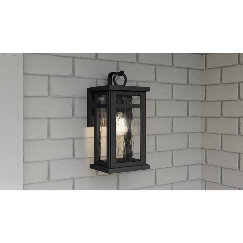 Lámpara de pared para exteriores Quoizel Moira de 7.75 pulgadas con 1 luz en negro tierra y cristal de agua transparente - MOI8408EK