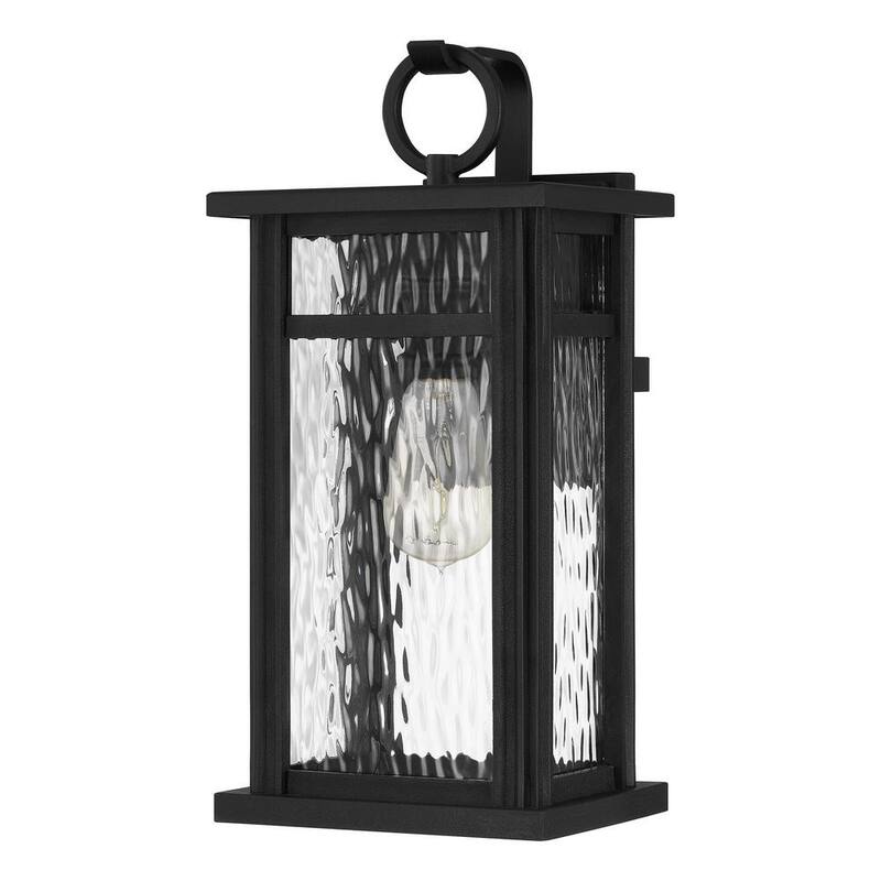 Lámpara de pared para exteriores Quoizel Moira de 7.75 pulgadas con 1 luz en negro tierra y cristal de agua transparente - MOI8408EK