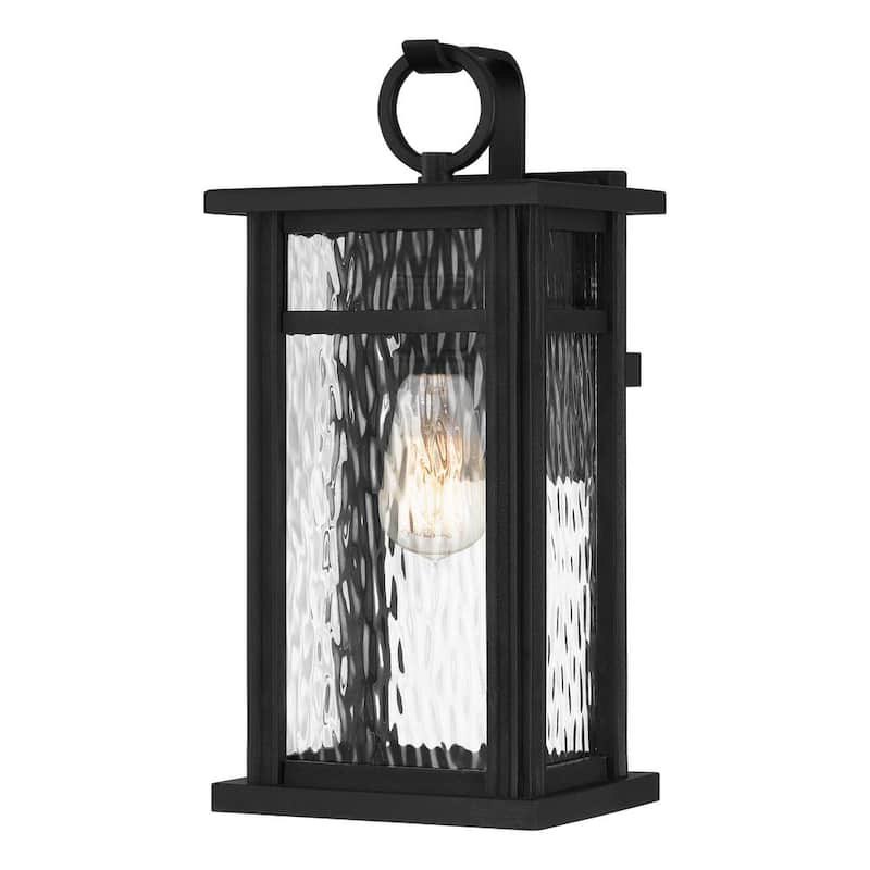 Lámpara de pared para exteriores Quoizel Moira de 7.75 pulgadas con 1 luz en negro tierra y cristal de agua transparente - MOI8408EK