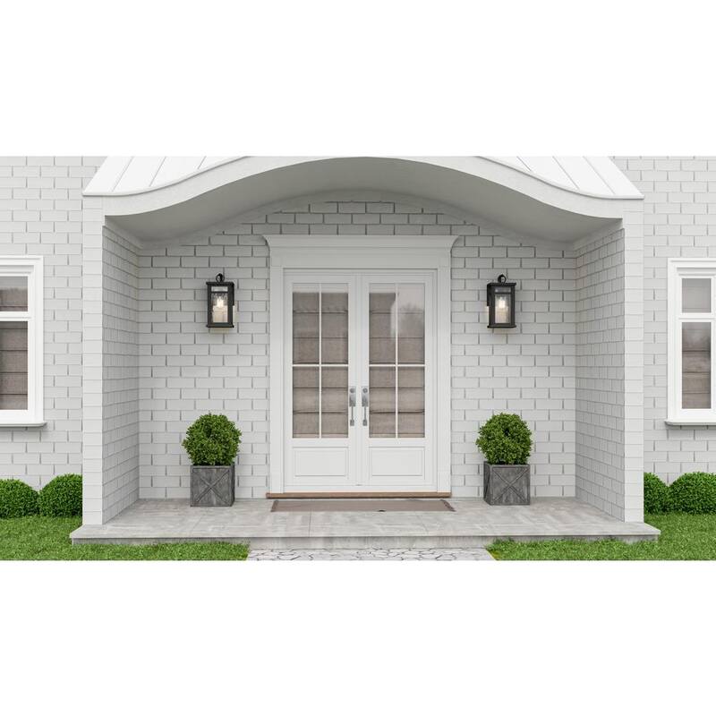 Lámpara de pared para exteriores Quoizel Moira de 7.75 pulgadas con 1 luz en negro tierra y cristal de agua transparente - MOI8408EK