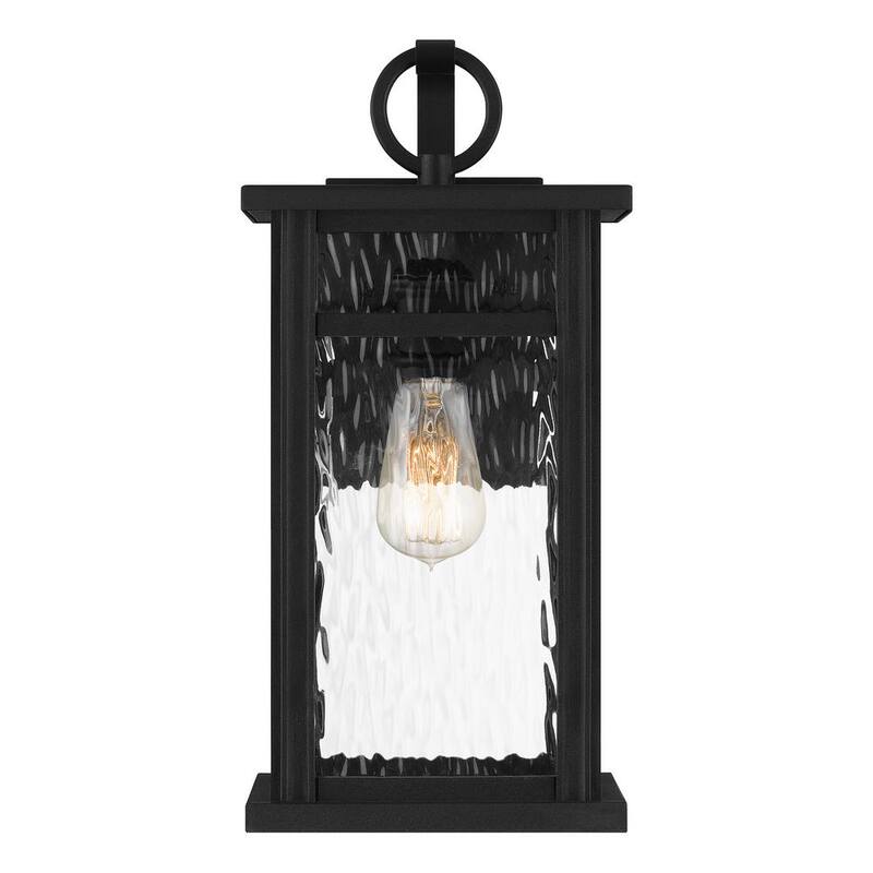 Lámpara de pared para exteriores Quoizel Moira de 7.75 pulgadas con 1 luz en negro tierra y cristal de agua transparente - MOI8408EK