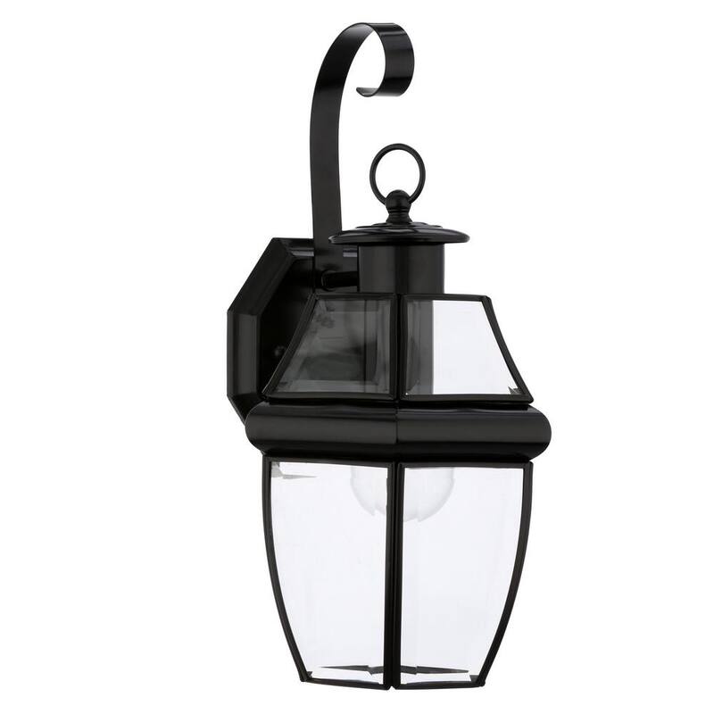 Iluminación de generación Lámpara de pared Lancaster Sconce 1-Luz tradicional al aire libre 14 pulgadas luminaria negra - 8067-12