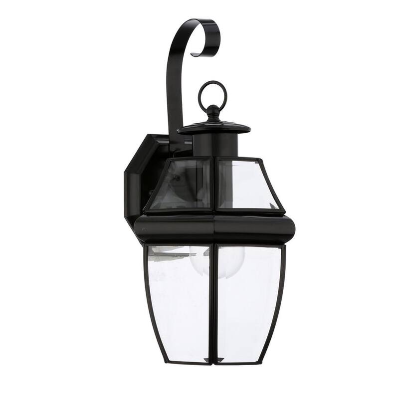 Iluminación de generación Lámpara de pared Lancaster Sconce 1-Luz tradicional al aire libre 14 pulgadas luminaria negra - 8067-12
